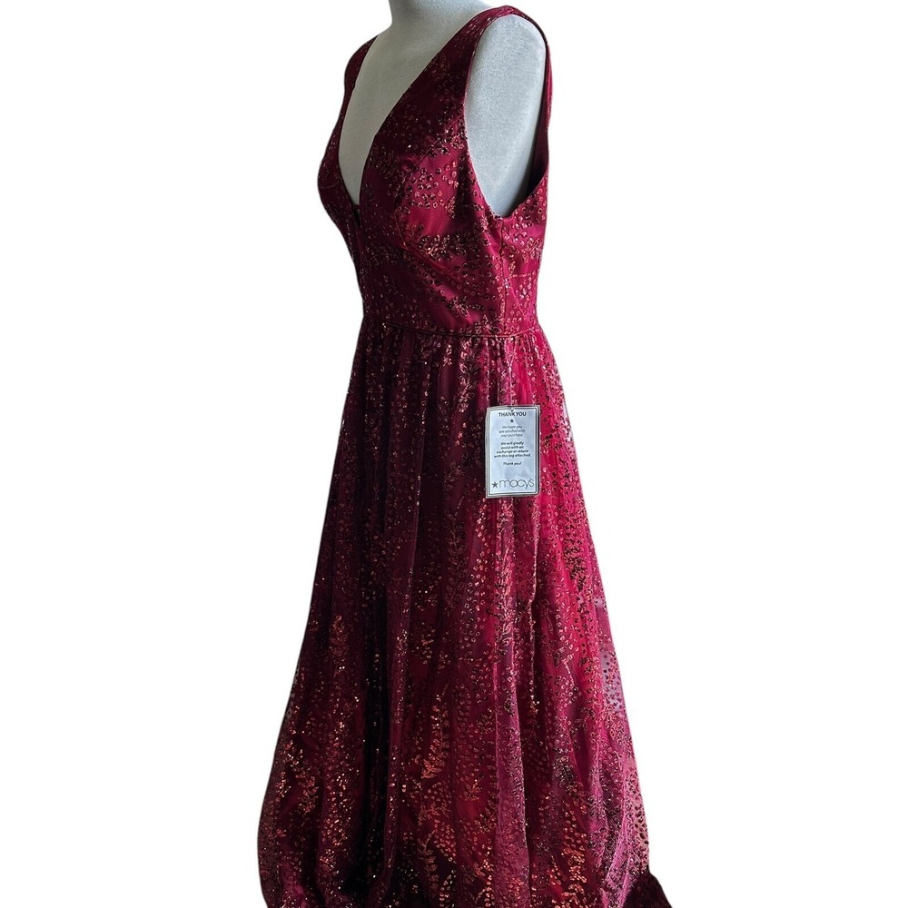 Blondie Nites Burgundy Sequin Gown Princess Fairycore Prom Gala Size 13 NWT - Picture 8 of 13